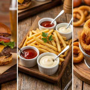 Descubra o irresistível Hambúrguer Artesanal com carne suculenta de 250g, acompanhado de molho especial que realça os sabores, queijo prato derretido, frescor da alface, cebola e tomate. Cada mordida é uma explosão de sabor para satisfazer até os paladares mais exigentes.